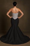 Black Crystal-Encrusted Mermaid Gown