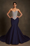 Black Crystal-Encrusted Mermaid Gown