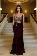 Gemma Crystal Hand Embroidered Blouse With Draped Saree