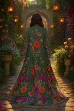 Enchanted Forrest Green Floral Corset Lehenga Jacket Set
