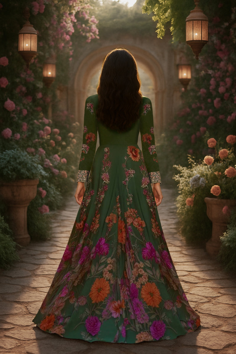 Enchanted Forrest Green Floral Gown
