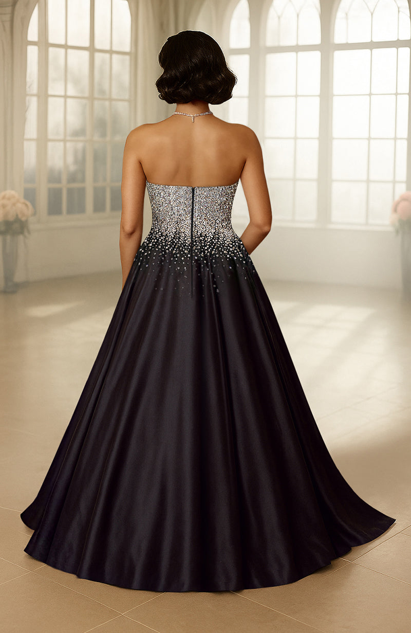 NAIRA- Black Crystal Embroidered Gown