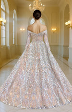 LAILA- Silver Champagne Hand Embroidered Princess Gown