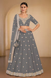 Sea salt lehenga set with gota patti and zardozi embroidery, flared A-line silhouette.