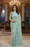 Frosted Jade French Chantilly Lace Saree Set