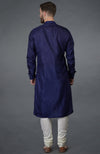Ink Blue Embroidered Silk Kurta Set