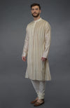 Cream Pure Silk Kurta With Pintuck Detail