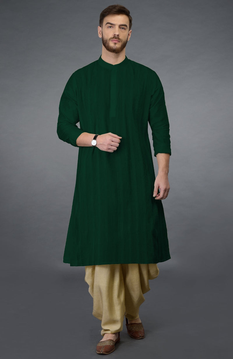 Bottle Green Pintuck Kurta Set