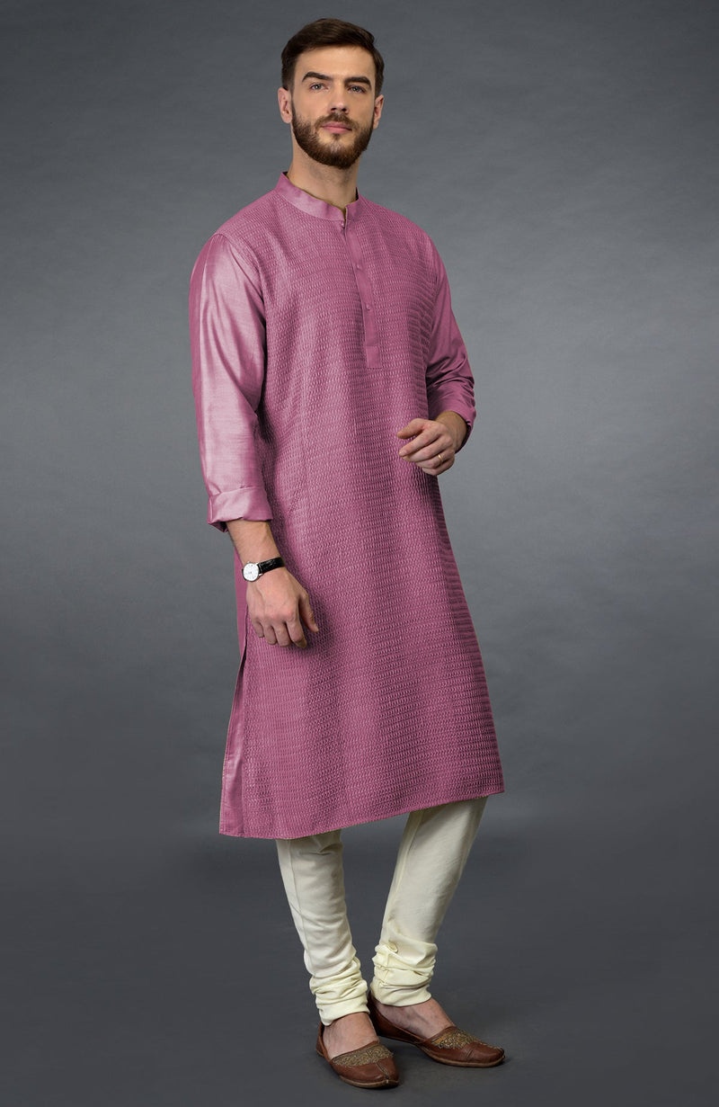 Wine Pintuck Kurta Set