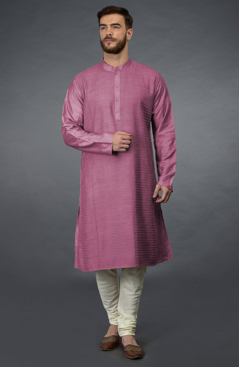 Wine Pintuck Kurta Set