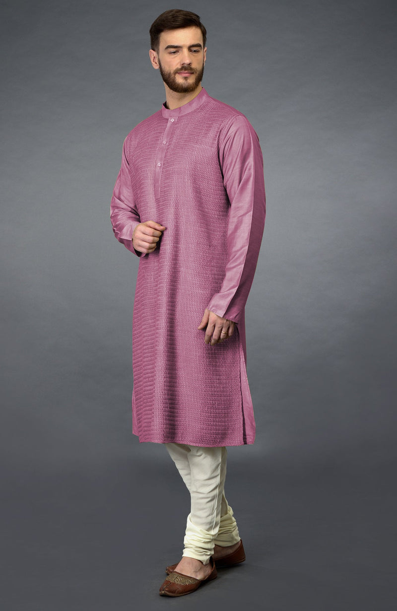 Wine Pintuck Kurta Set