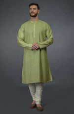 Pista Green Pintuck Silk Kurta