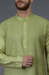 Pista Green Pintuck Silk Kurta