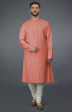 Terracotta Kurta with Pintuck & Kantha Hand Embroidery