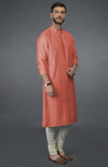 Terracotta Kurta with Pintuck & Kantha Hand Embroidery