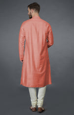 Terracotta Kurta with Pintuck & Kantha Hand Embroidery