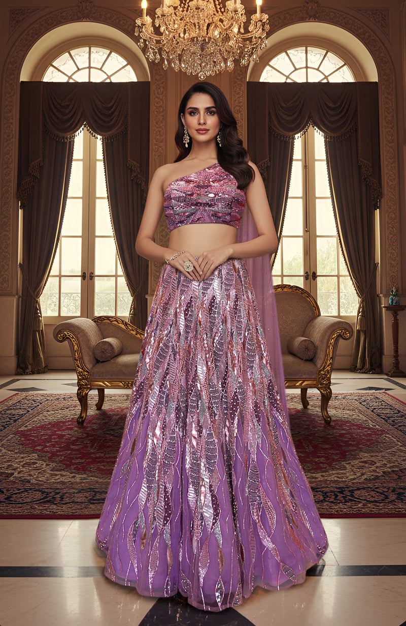 LAILA- Lilac Hand Embroidered Lehenga Set