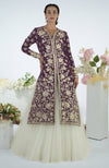 Peacock Pink Floral Parsi Gara Embroidered Jacket Set