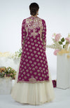 Peacock Pink Floral Parsi Gara Embroidered Jacket Set