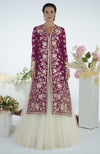 Peacock Pink Floral Parsi Gara Embroidered Jacket Set