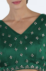 Emerald Green Crystal Hand Embroidered Saree & Blouse