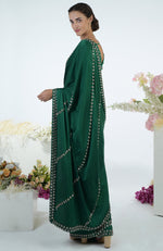 Emerald Green Crystal Hand Embroidered Saree & Blouse