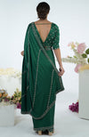 Emerald Green Crystal Hand Embroidered Saree & Blouse