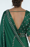 Emerald Green Crystal Hand Embroidered Saree & Blouse