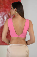 Carnation Pink V-Back Blouse