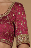 Maroon U Neck Hand Embroidered Zardozi Blouse