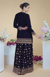 Midnight Blue Zardozi Dabka Hand Embroidered Sharara Set