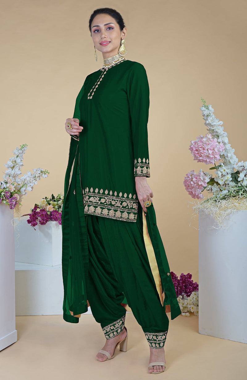 Emerald Green Zardozi Hand Embroidered Salwar Suit