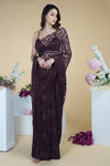 Love Potion French Chantilly Lace Swarovski Crystal Saree With Embellished Blouse