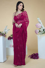 Love Potion French Chantilly Lace Swarovski Crystal Saree With Embellished Blouse