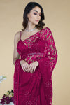 Love Potion French Chantilly Lace Swarovski Crystal Saree With Embellished Blouse