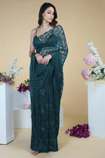 Love Potion French Chantilly Lace Swarovski Crystal Saree With Embellished Blouse