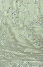 Pastel Mint Silver Beads & Sequin Zardozi Hand Embroidered Saree