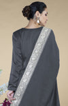 Grey Kashmiri Tilla Embroidered Silk Dupatta with Suit
