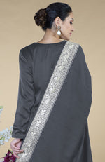 Grey Kashmiri Tilla Embroidered Silk Dupatta with Suit