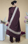 Royal Purple Kashmiri Tilla Embroidered  Silk Dupatta with Suit