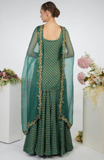 Bottle Green Banarasi Zardozi Kalidaar Skirt Set