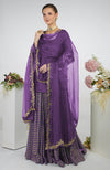 Wine Banarasi Zardozi Kalidaar Skirt Set