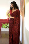 Red Dahlia Sequin Couture Hand Embroidered Saree