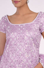 Lilac Silk Organza Hand Beaded Sharara Set