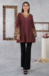 Pomegranate Raw Silk Hand Embroidered Jacket