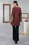 Pomegranate Raw Silk Hand Embroidered Jacket