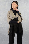 Madonna Beige-Black Chantilly & Swarovski Pure Cashmere Stole