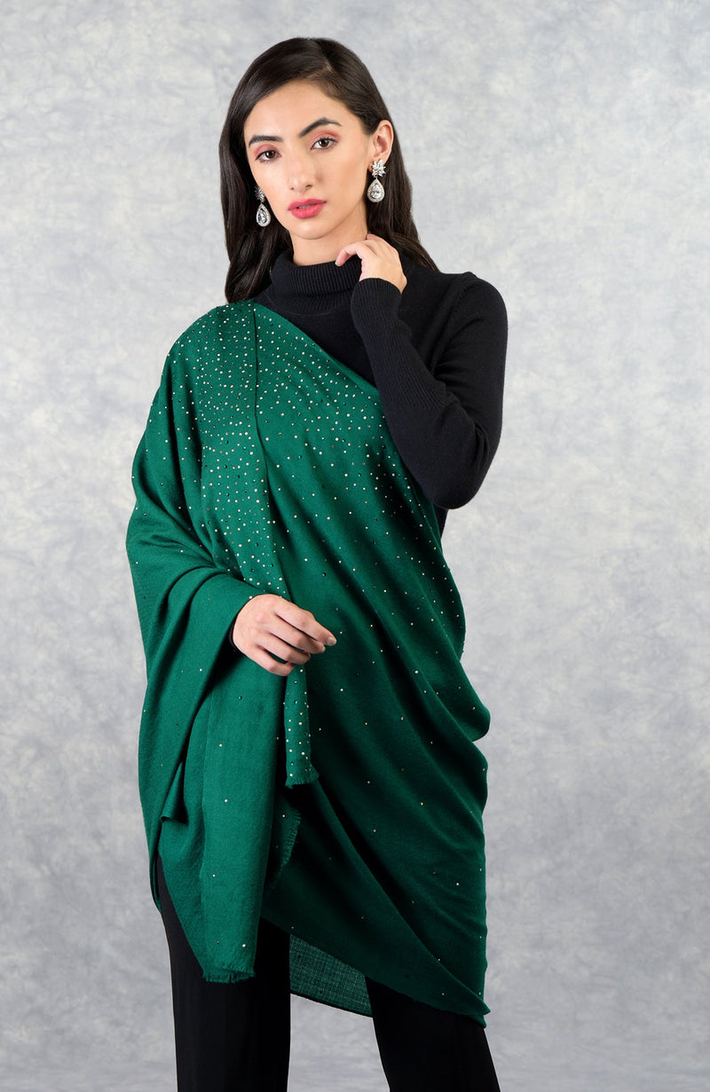 Ira Emerald Twinkle Swarovski Pure Cashmere Stole