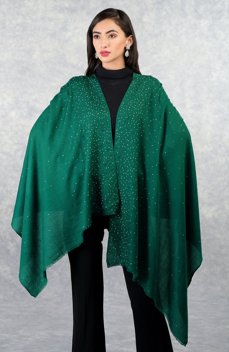Ira Emerald Twinkle Swarovski Pure Cashmere Stole