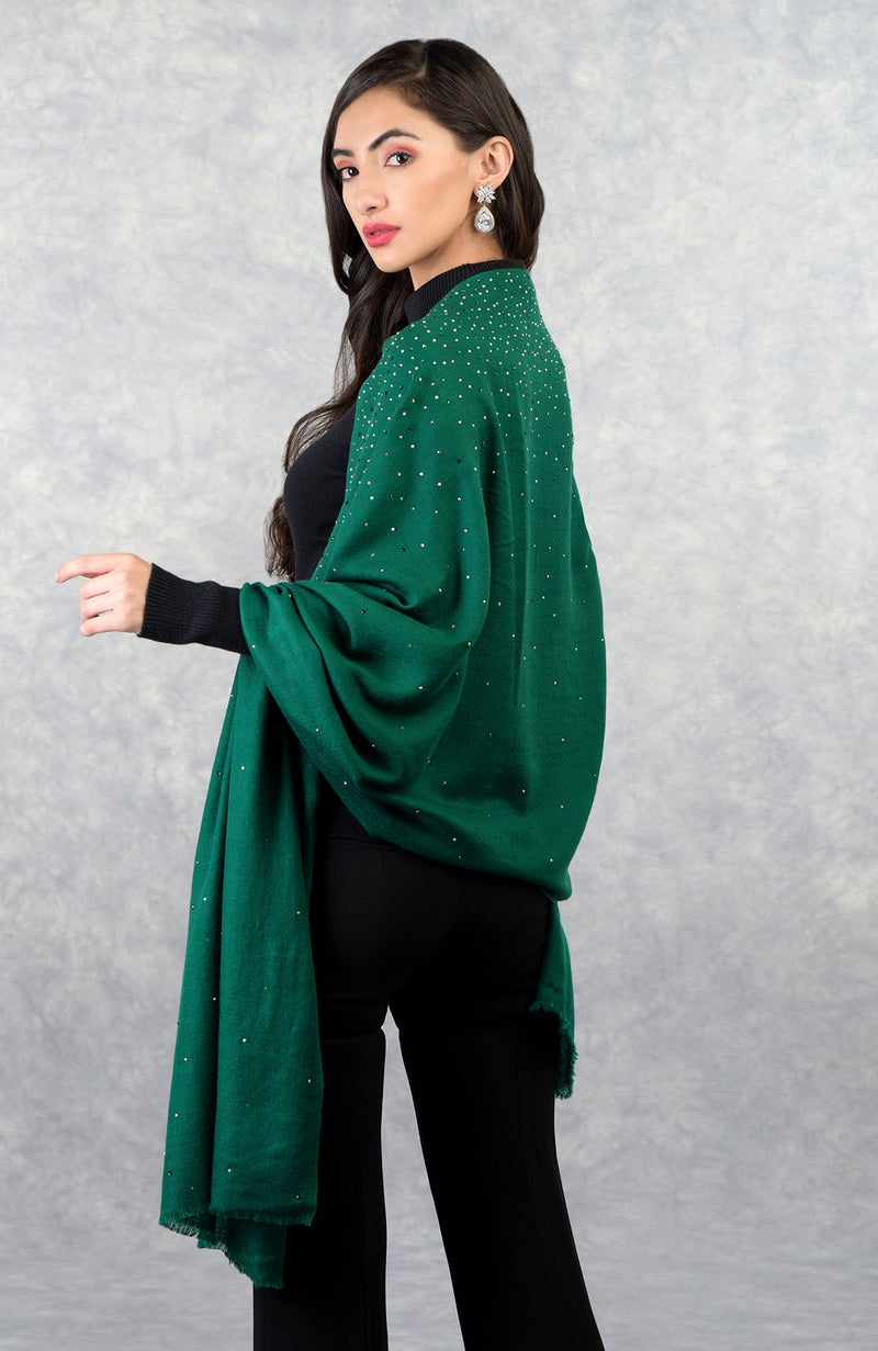 Ira Emerald Twinkle Swarovski Pure Cashmere Stole